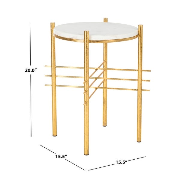 SAFAVIEH Jenesis Round Accent Table - White / Gold - 15.5