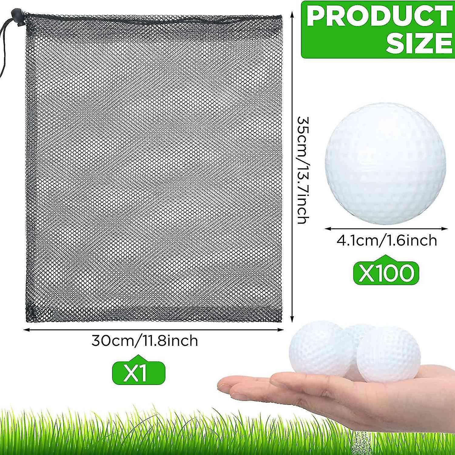 100 Pcs Golf Practice Ball Hollow Golf Ball Golf Balls With Mesh Drawstring Storage Bags For