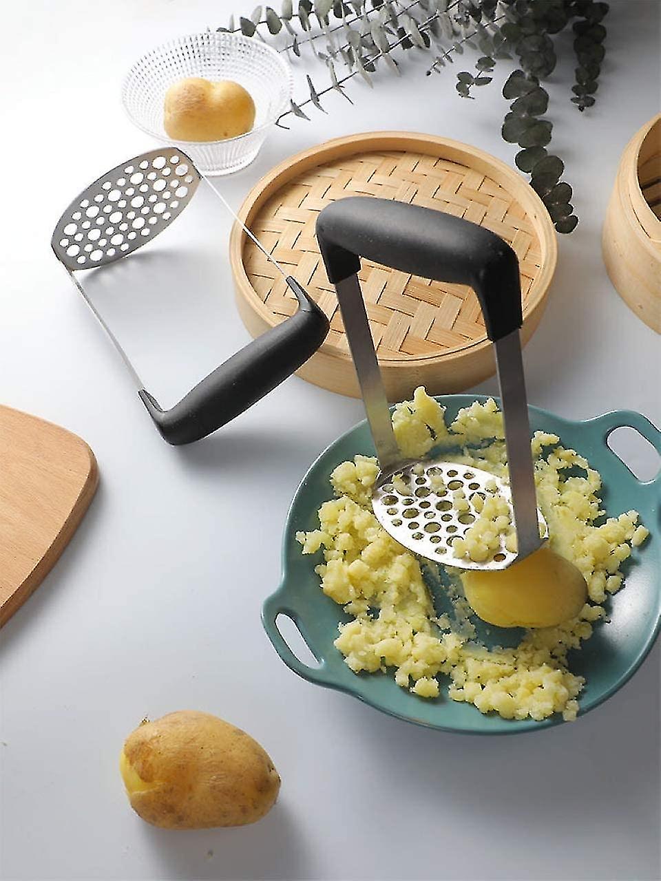 Potato Masher， Stainless Steel Potato Ricer Non-slip Handle Kitchen Appliance For Baby Food Broad And Ergonomic Horizontal