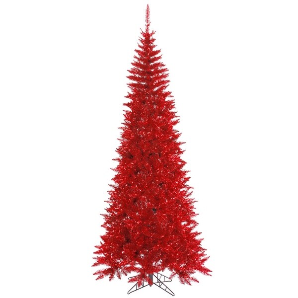 Vickerman 4.5' Tinsel Red Fir Slim Artificial Christmas Tree，Unlit