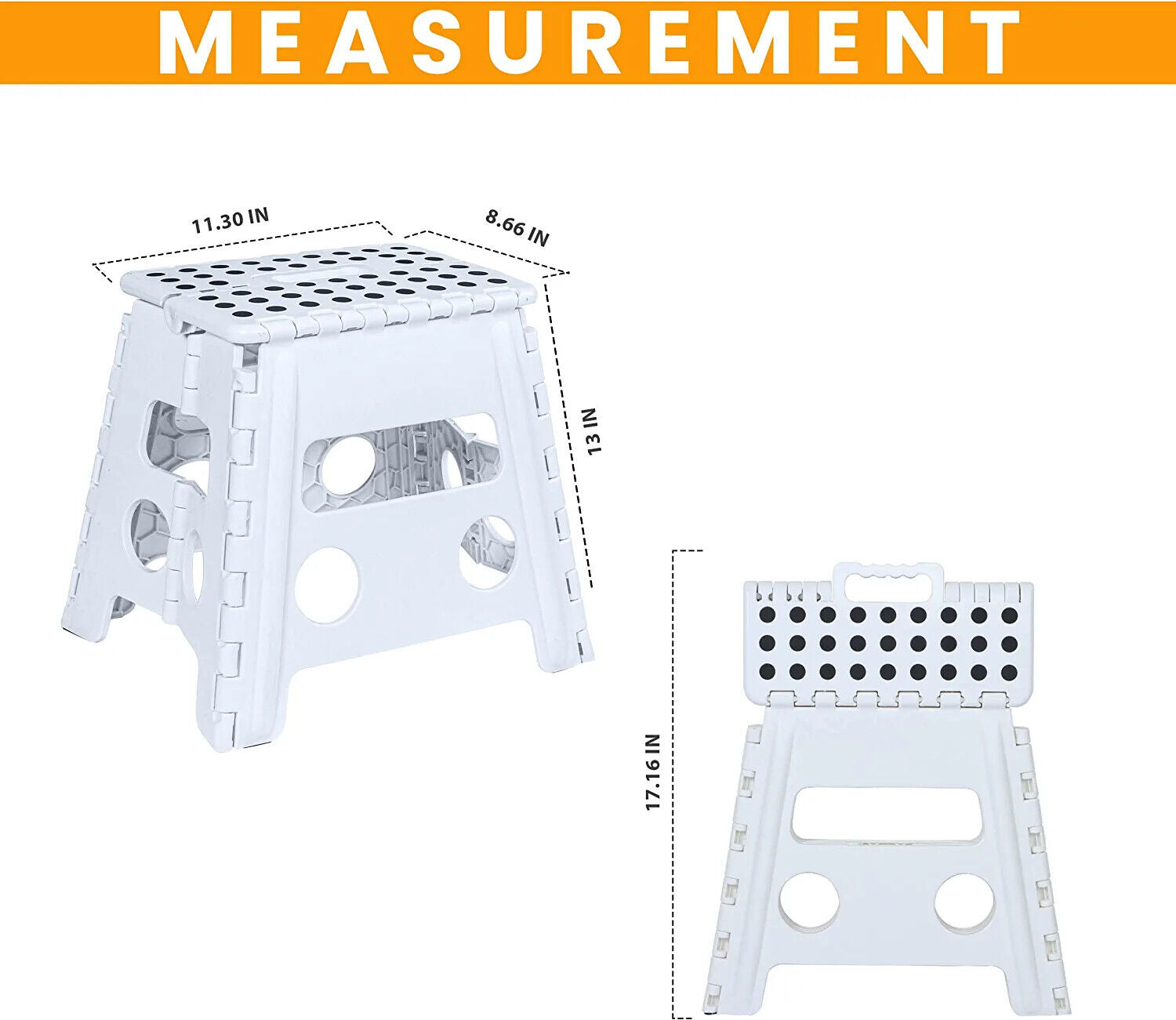 9 11 13 Folding Step Stool for Adults and Kids Holds Up to 300 lbs ,Non-Slip Folding Stools with Portable Handle, Compact Plastic Foldable Step Stool for Bathroom,Bedroom, Kitchen