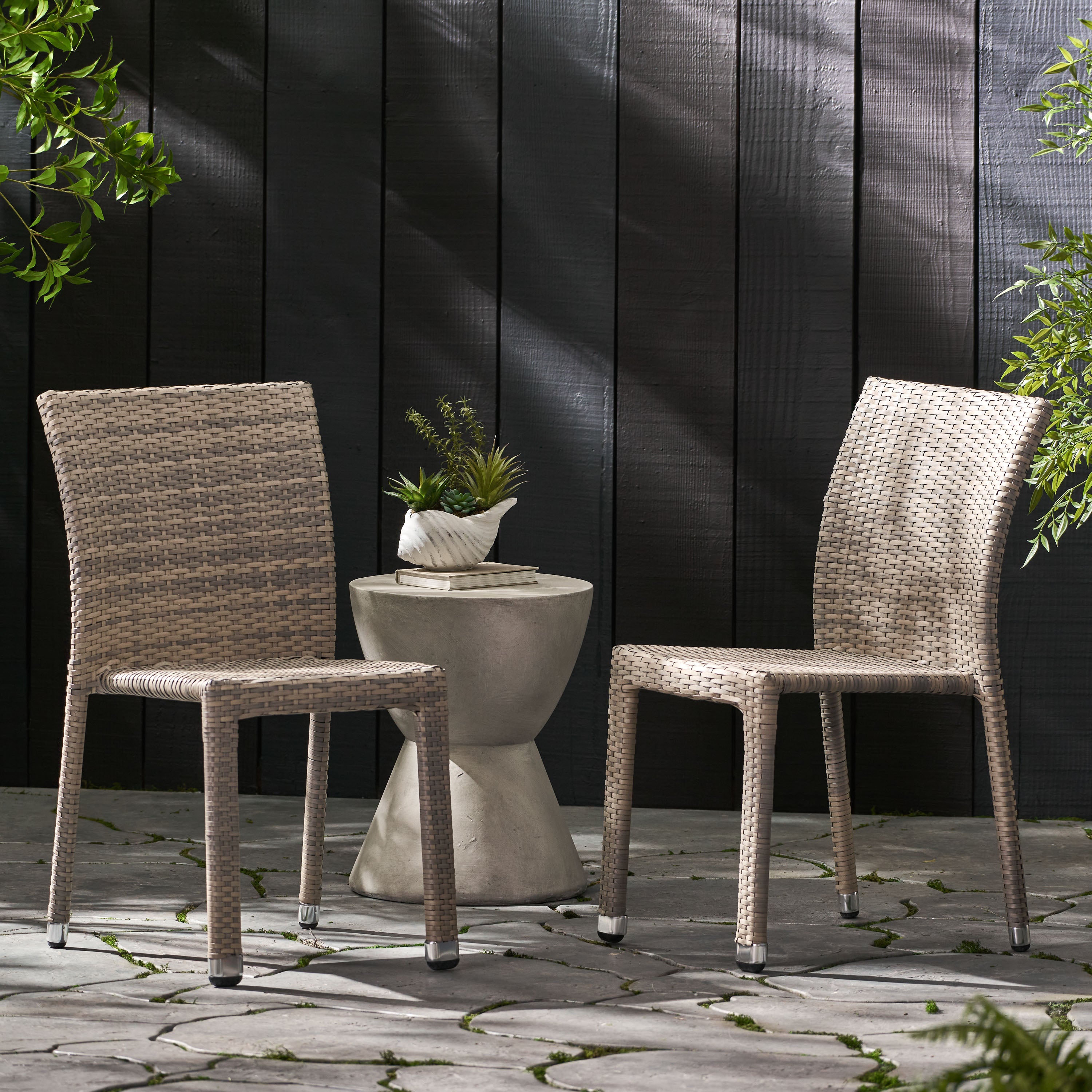 Dorside Outdoor Wicker Armless Stack Chairs With Aluminum Frame