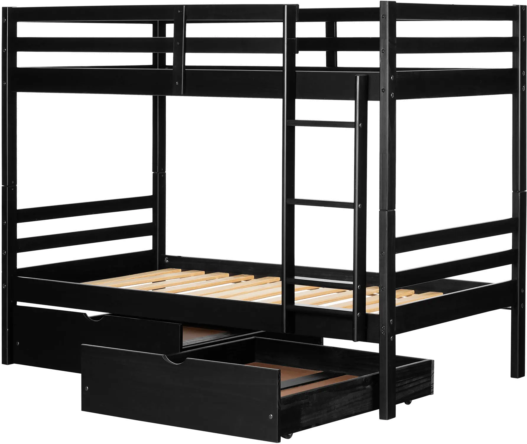 Fakto Black Twin Bunk Beds with Drawers - South Shore