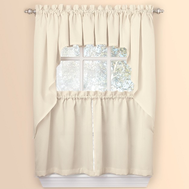 Collections Etc Solid Textured Swag Window Valance With Rod Pocket Top For Easy Hanging Classic Home Decor For Any Room