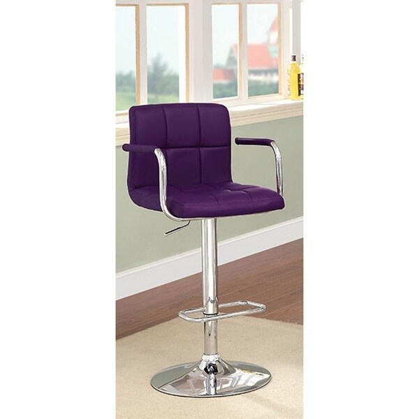 Corfu Contemporary Bar Stool With Arm In Purple Pu