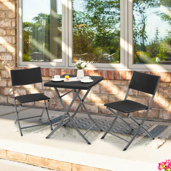 Costway 38154927 3 Pieces Patio Bistro Set with Fo...