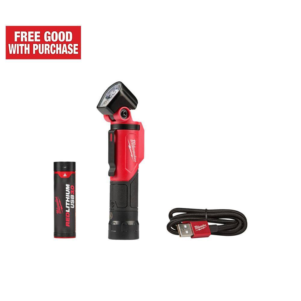 MW 500 Lumens LED Pivoting REDLITHIUM USB Flashlight 2113-21