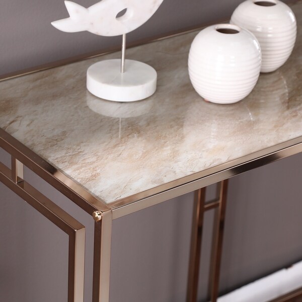 SEI Furniture Simons Faux Marble Console Table