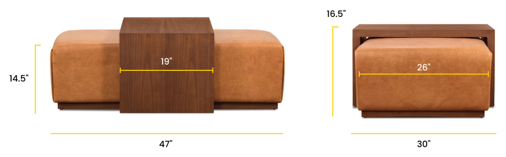 Poly and Bark Jarmo Leather Ottoman with Walnut Table   Contemporary   Footstools And Ottomans   by Edgemod Furniture  Houzz