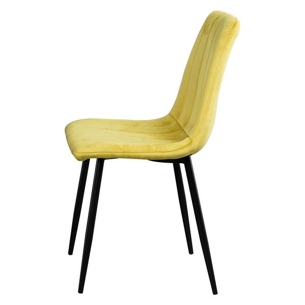 Set of 4 Modern Velvet Dining Chairs ， Fabric Accent Upholstered Chairs Side Chair with Black Legs for Dinning room
