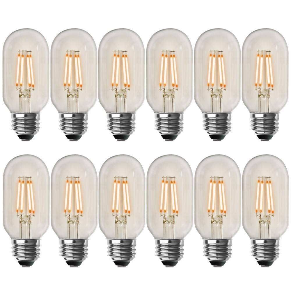 Feit Electric 40-Watt Equivalent T14 Dimmable Straight Filament Clear Glass Vintage Edison LED Light Bulb Warm White (12-Pack) T1440CLLEDHDRP43