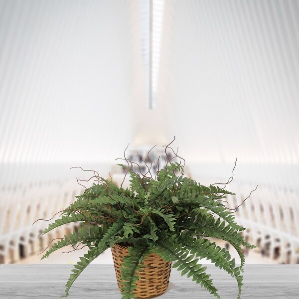 Green Enchantment Boston Fern: 34Inch Faux Silk Plant with 50 Fronds，Resilient to Sunlight