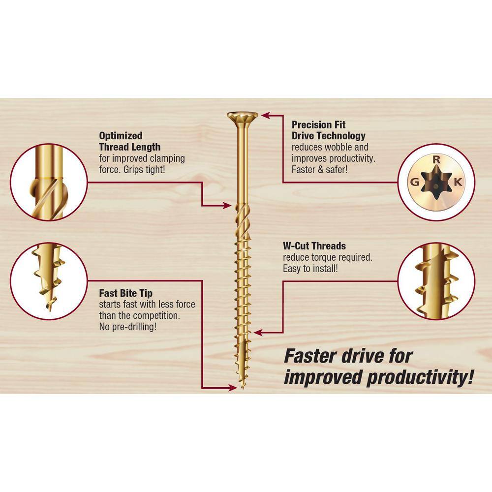 GRK Fasteners #9 x 3-18 in. Star Drive Bugle Head Multi-Purpose Framing Screw Extended Contractor Pack (720-Piece) 121050