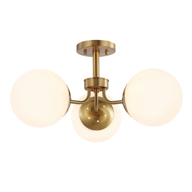 Led 3 light Olivier Iron frosted Glass Pendant Gold white Jonathan Y