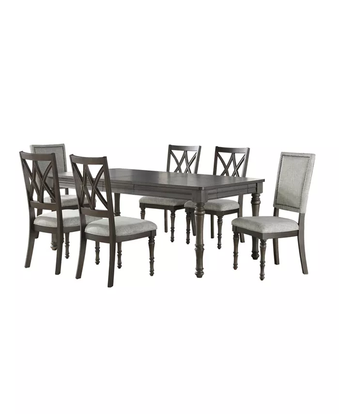 Furniture Linett 7-Pc Dining Set (Rectangular Table + 4 Side chairs + 2 Upholstered Chairs)