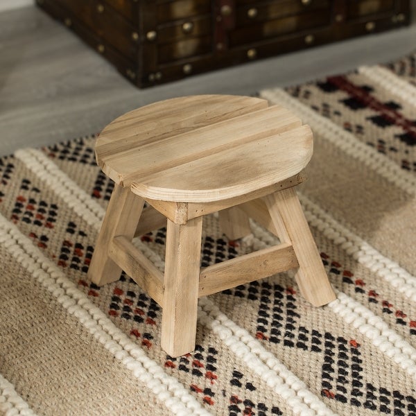 Decorative Antique Wood Style Natural Wooden Accent Stool