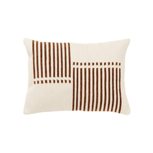 Oversize Striped Poly Filled Lumbar Throw Pillow Tan Rizzy Home