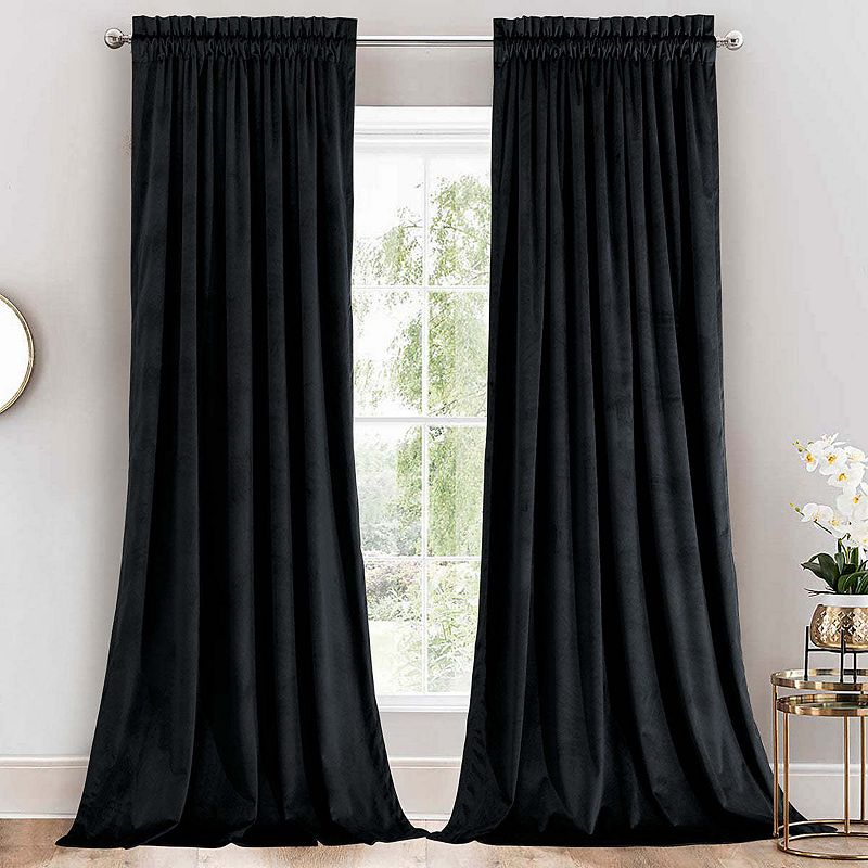 Heavyweight Velvet Curtain Rod Pocket Panels (Set of 2)