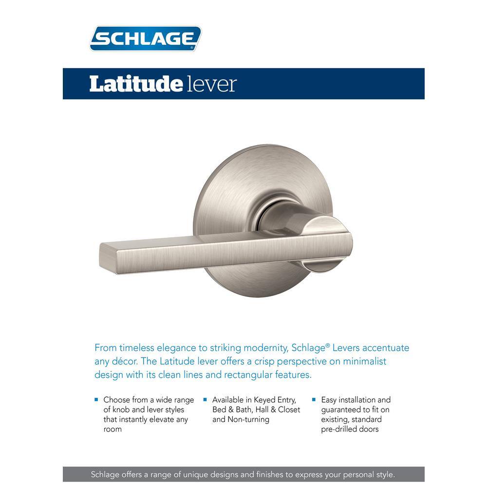 Schlage Latitude Satin Nickel HallCloset Door Lever F10 V LAT 619