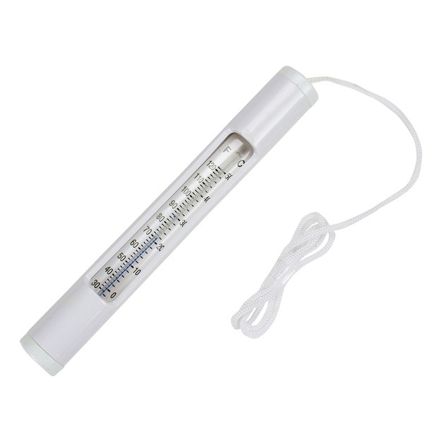 White Round Swimming Pool Thermometer With White Cord