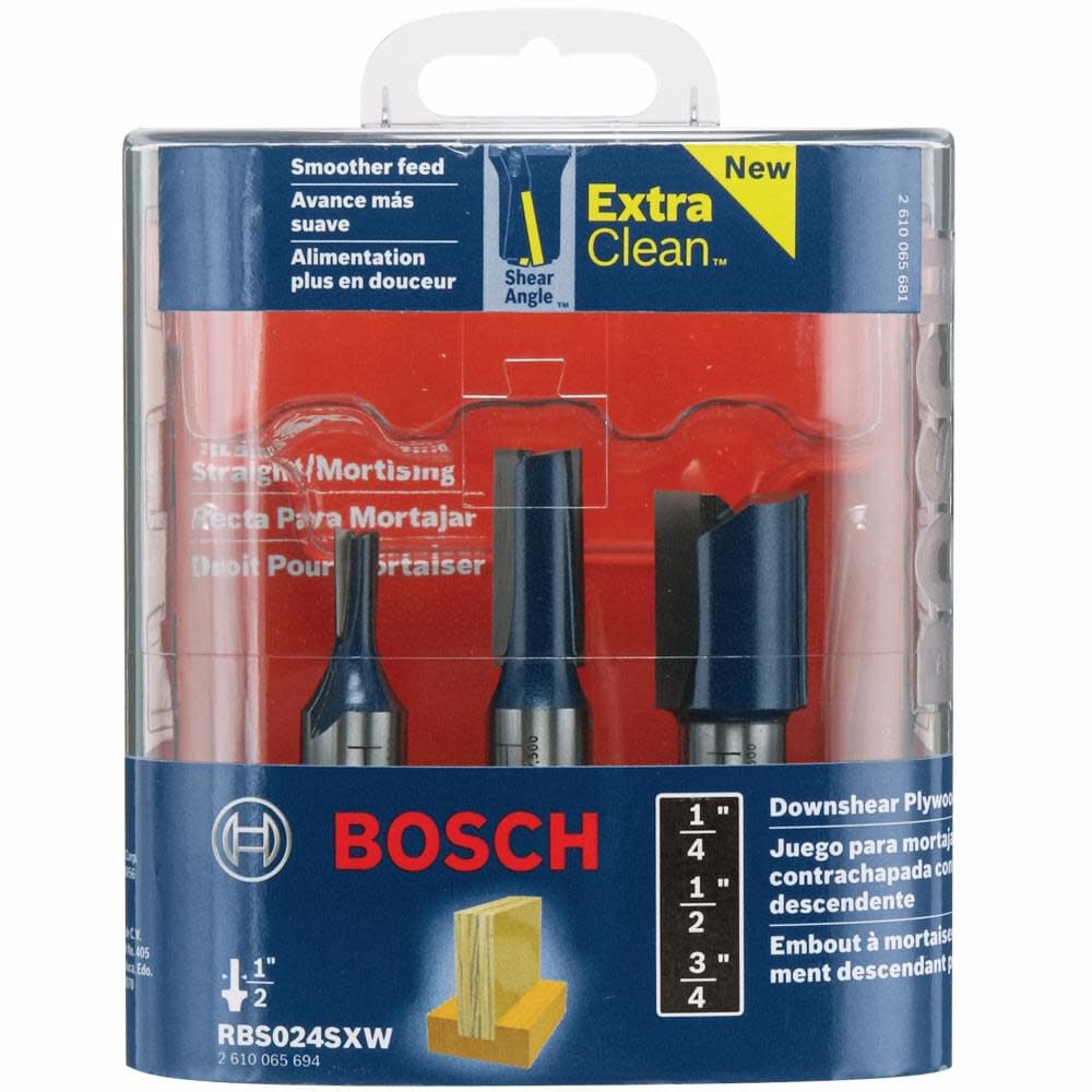 Bosch Carbide Tipped Down Shear Plywood Mortising Router Bit Set 3pc RBS024SXW from Bosch