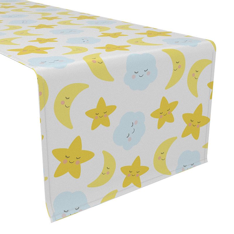 Table Runner， 100% Cotton， 16x90， Sleepy Time Clouds， Stars and Moons