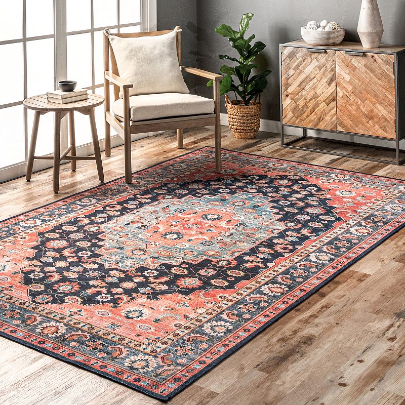 nuLOOM Francis Persian Medallion Machine Washable Area Rug