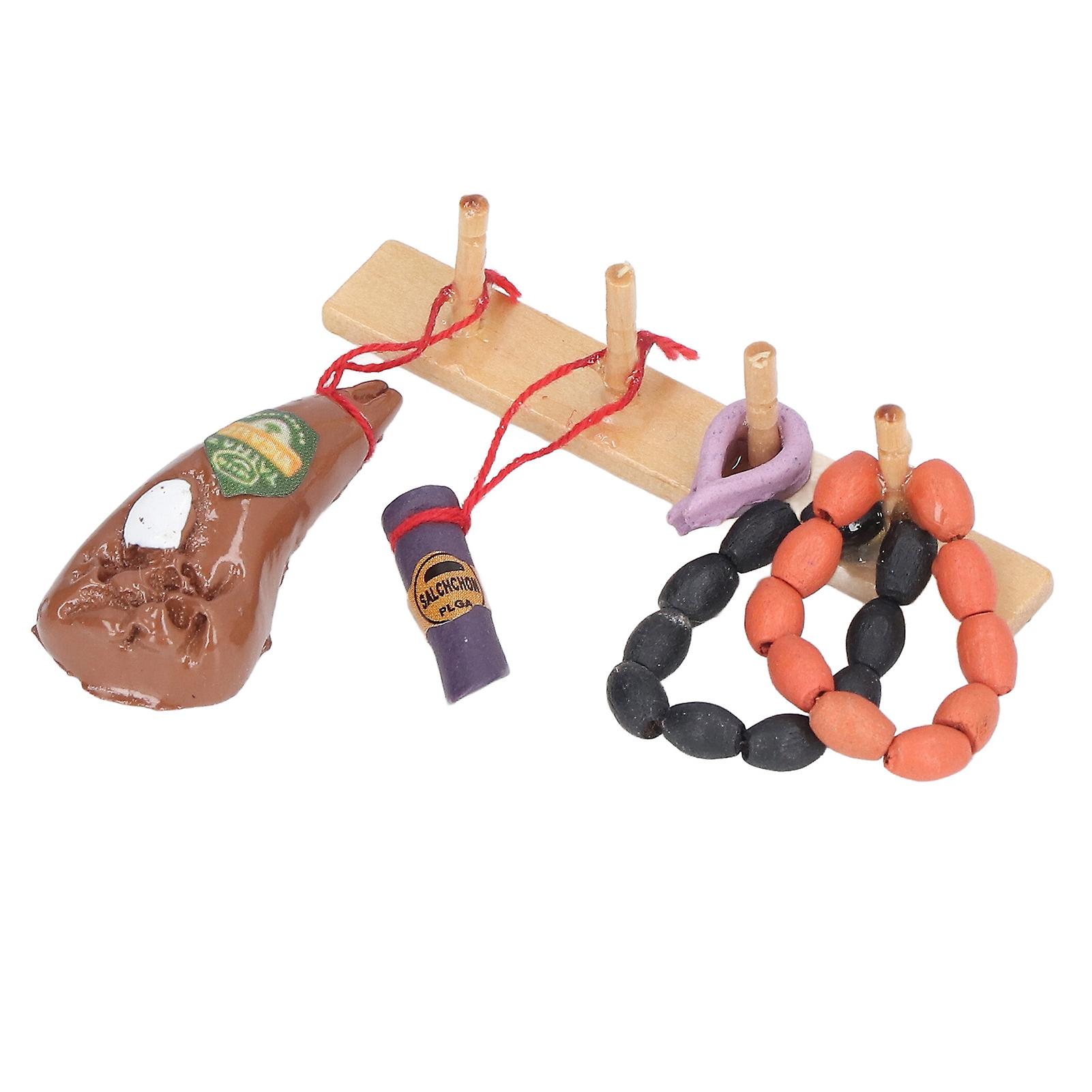 1:12 Mini Sausage Ham Hanging Rack Models Pretend Food Toy Life Scene Simulation For Children Aged 3 And Up