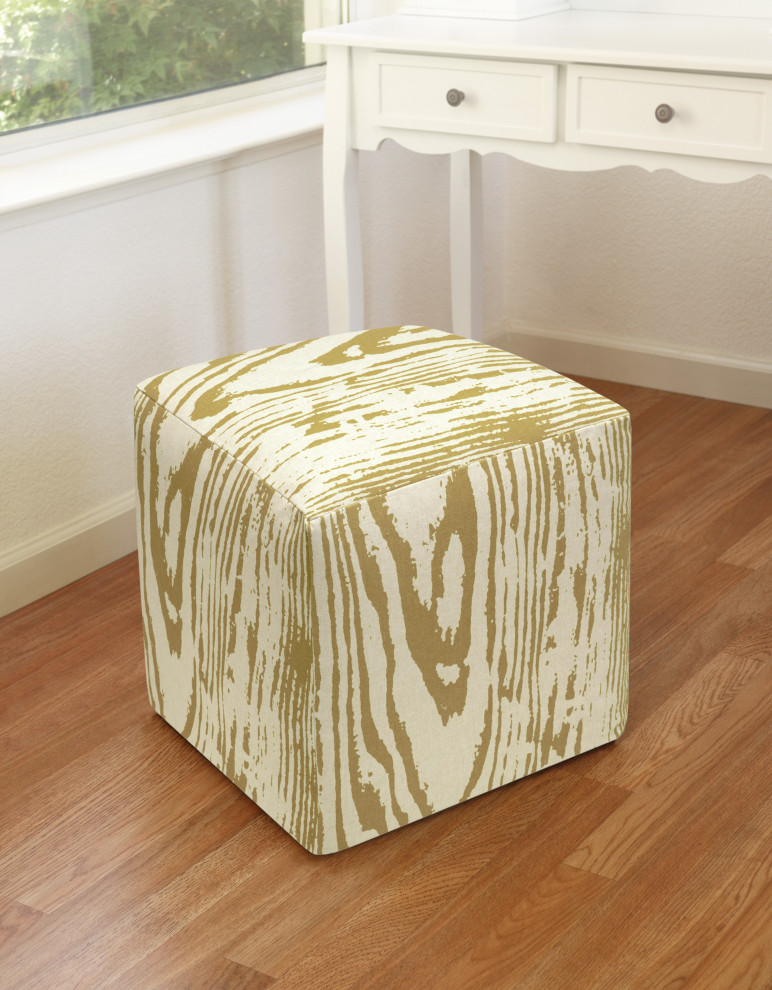 Faux Bois Linen Upholstered Ottoman   Contemporary   Footstools And Ottomans   by 123 Creations  Houzz