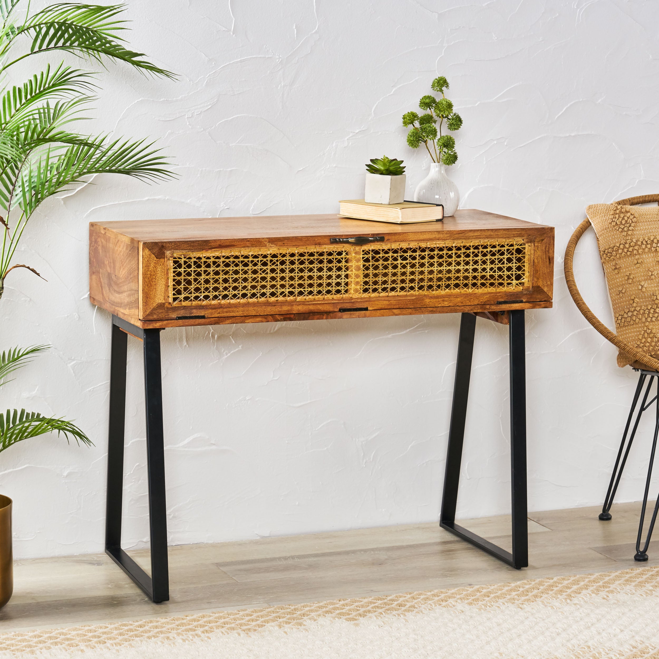 Fullen Handcrafted Boho Mango Wood Console Table