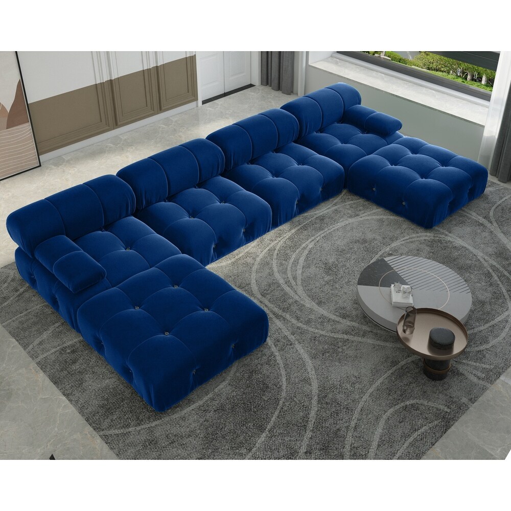 138'' Modern Velvet Upholstery U shaped Sectional Sofa