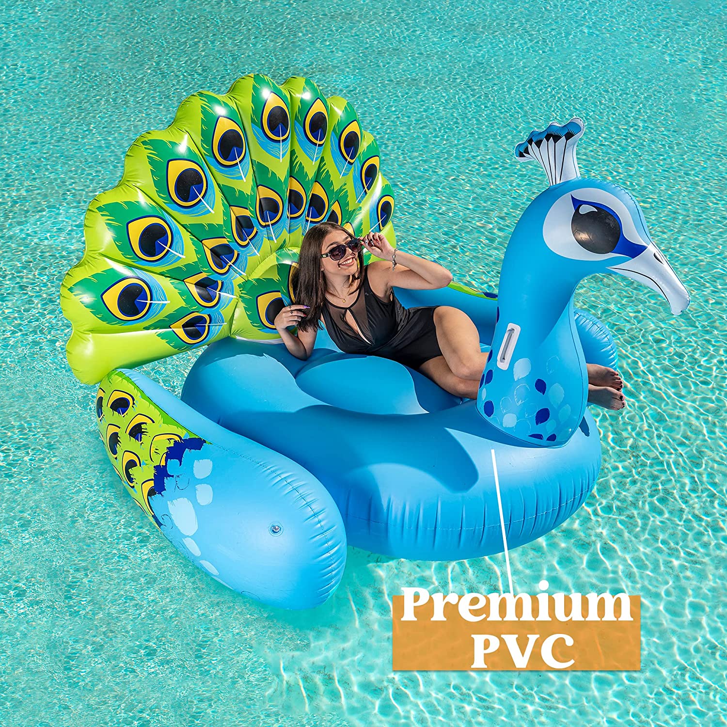 JOYIN Inflatable Peacock Pool Float， Fun Beach Floaties， Swim Party Toys， Pool Island， Summer Pool Raft Lounge for Adults and Kids