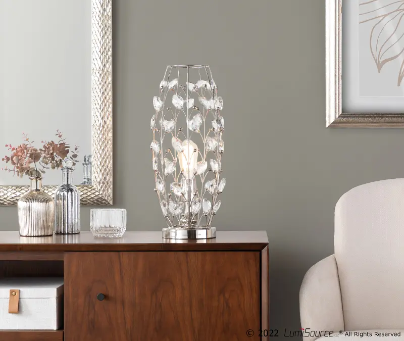 Crystal Nickel Floral Bud Table Lamp