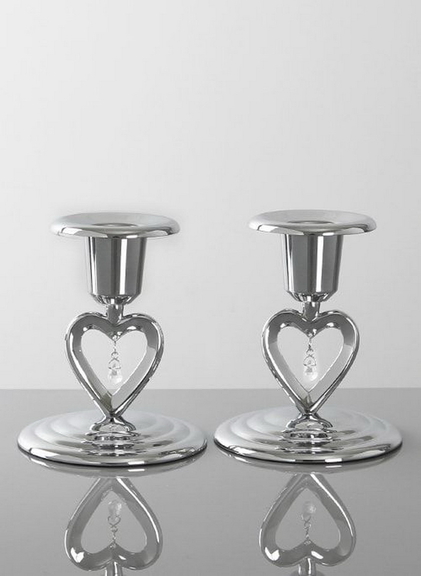 Beverly Clark Silver Heart Taper Holders Set