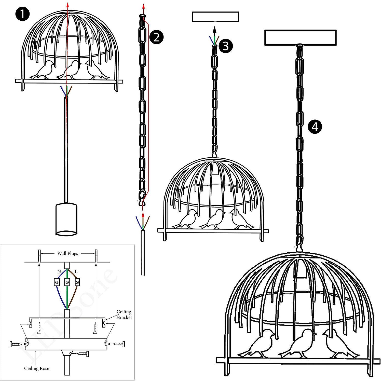 Modern retro industrial bird cage hanging pendant light e26~1460