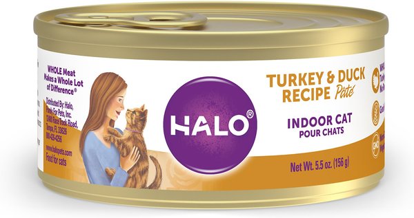 Halo Turkey and Duck Recipe Pate Grain-Free Indoor Cat Canned Cat Food