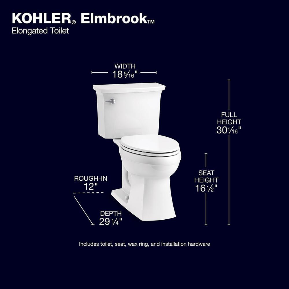 KOHLER Elmbrook The Complete Solution 2Piece 128 GPF Single Flush Elongated Toilet in White with QuietClose Seat Included