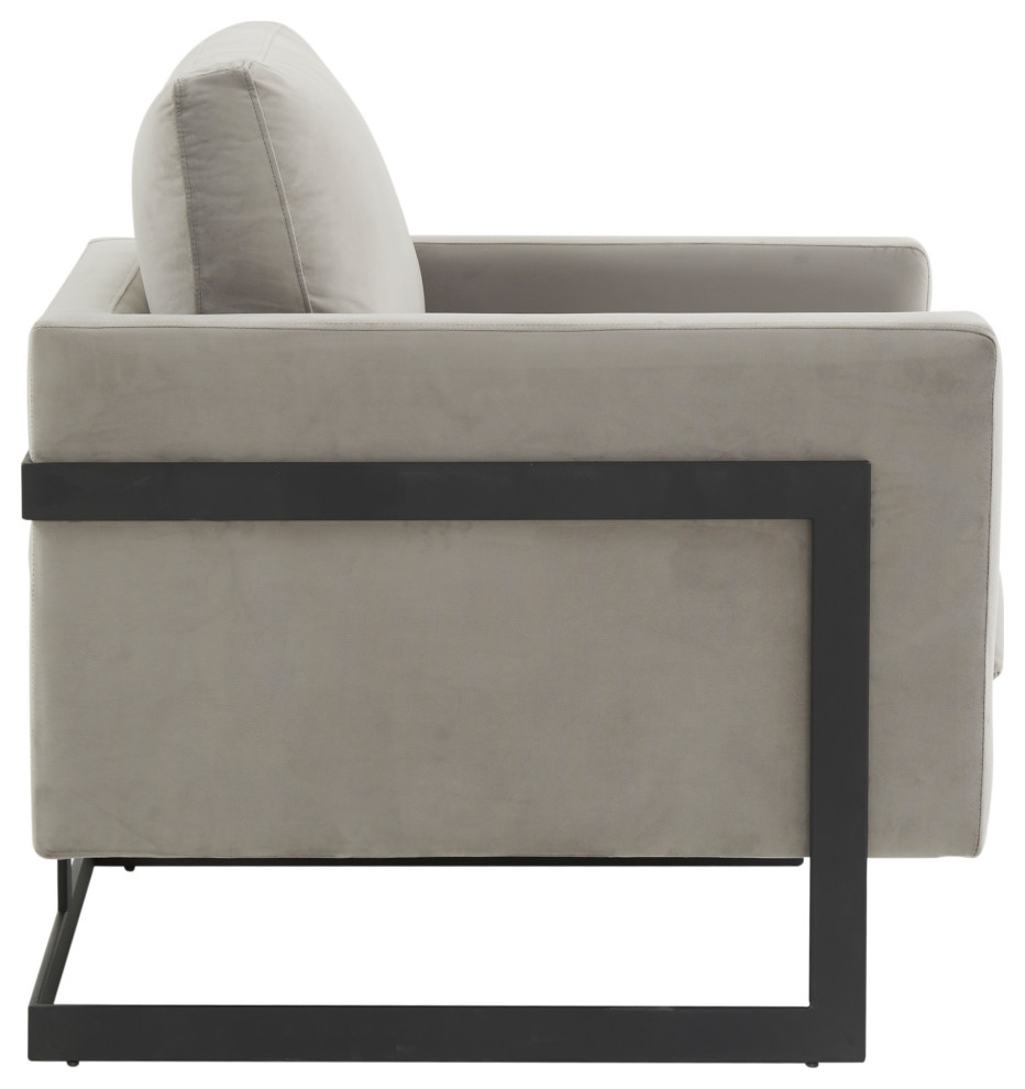 LeisureMod Lincoln Modern Velvet Arm Chair With Black Steel Frame   Transitional   Armchairs And Accent Chairs   by LeisureMod  Houzz