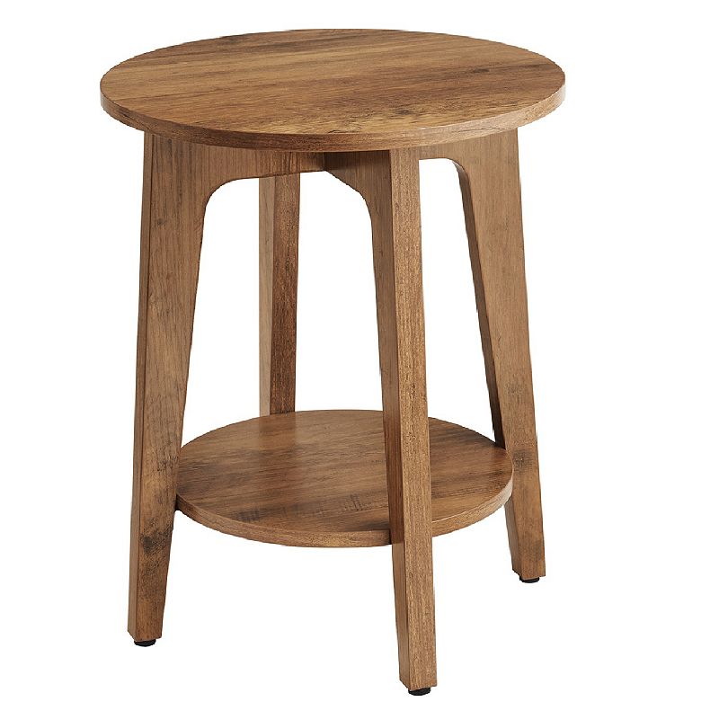 Round End Table With Lower Shelf For Small Spaces