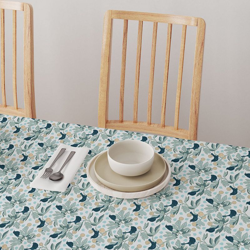 Square Tablecloth， 100% Polyester， 54x54， Fig Trees and Birds