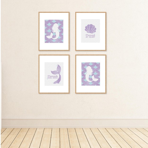 Big Dot Of Happiness Let x27 s Be Mermaids Unframed Purple amp Teal Mermaid Tail Nursery Or Kids Room Linen Paper Wall Art Set Of 4 Artisms 8 X 10 Inches