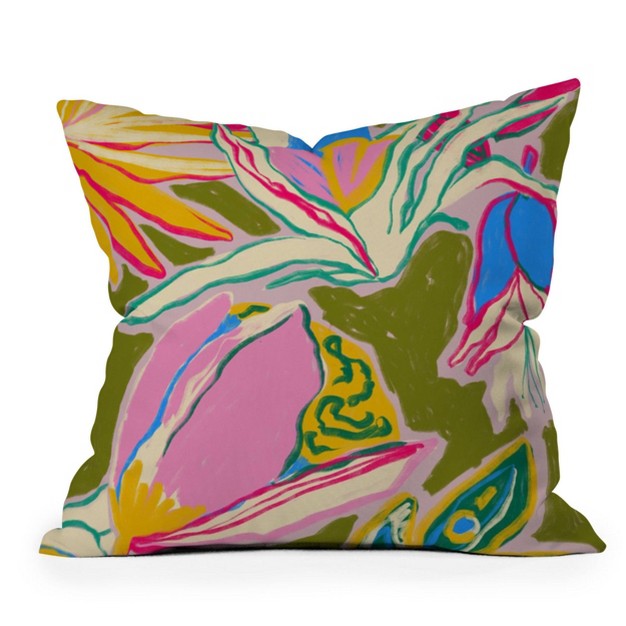 Sandrapoliakov Tropical Garden Square Throw Pillow Green Deny Designs