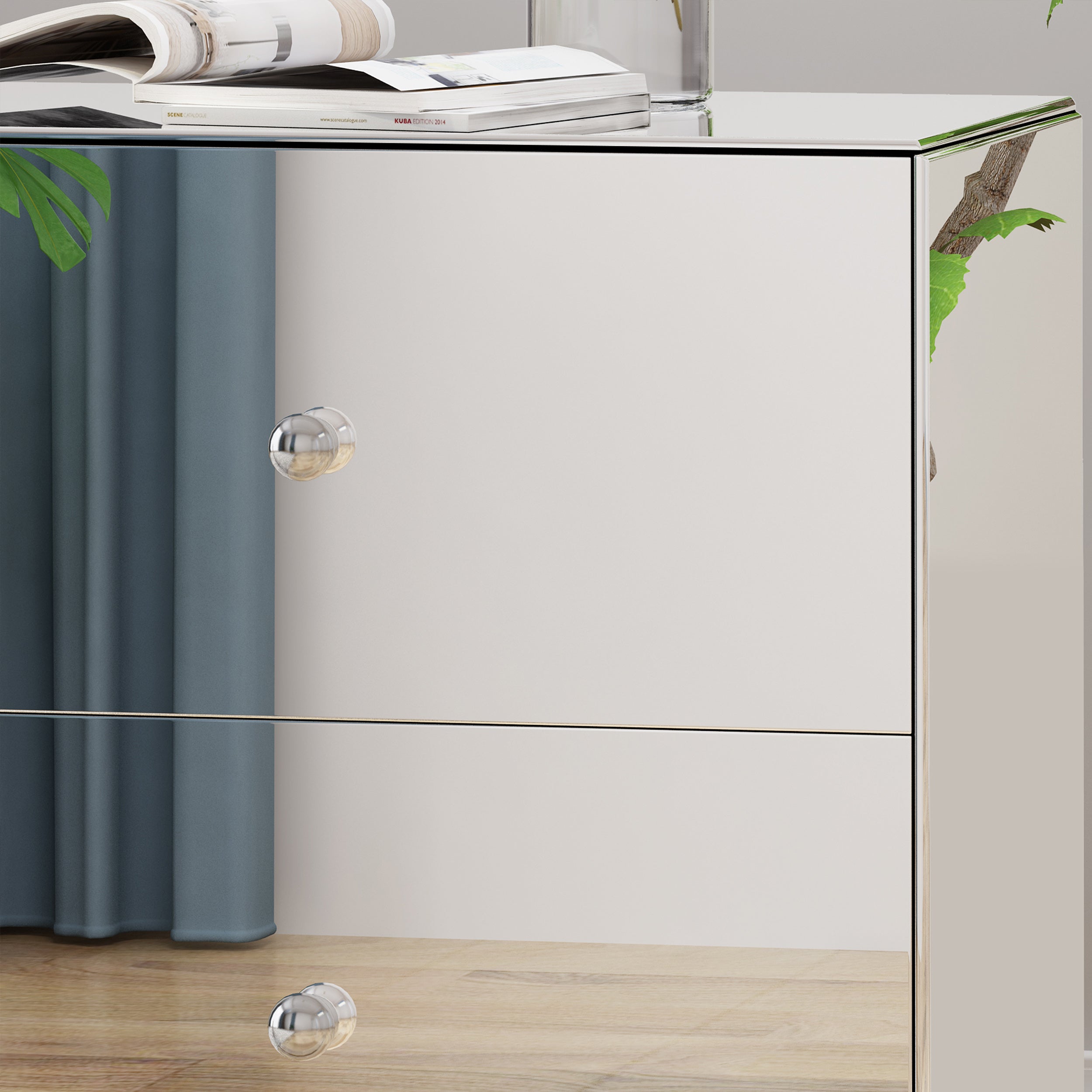 Eternis Modern Mirrored Two Drawer Cabinet