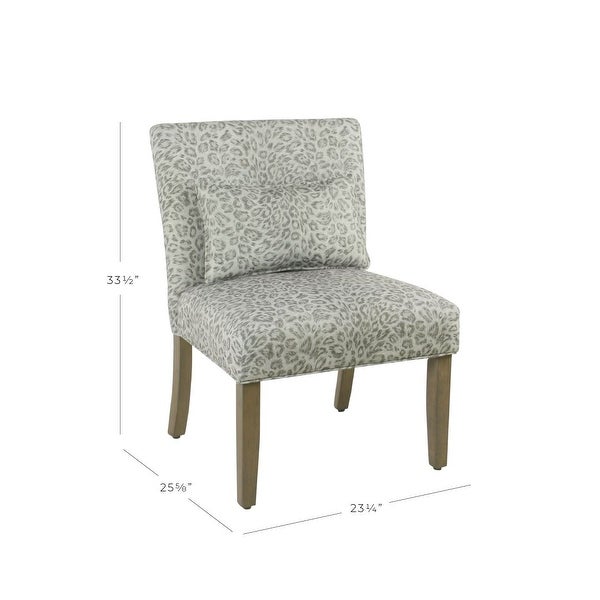 Porch and Den Alvord Grey Cheetah Accent Chair with pillow