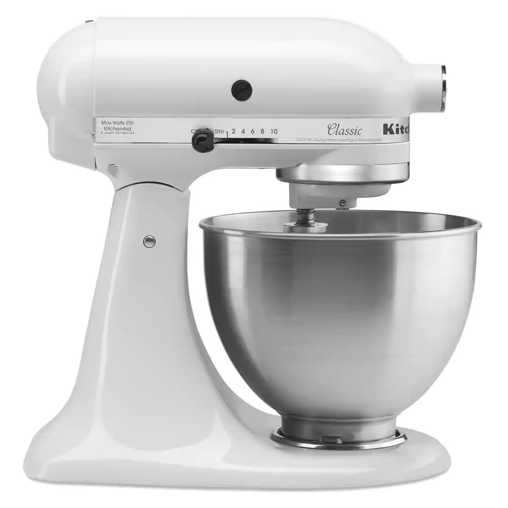 KitchenAid K45SSWH Classic Series 4.5 Qt. 10-Speed White Stand Mixer with Tilt-Head， White