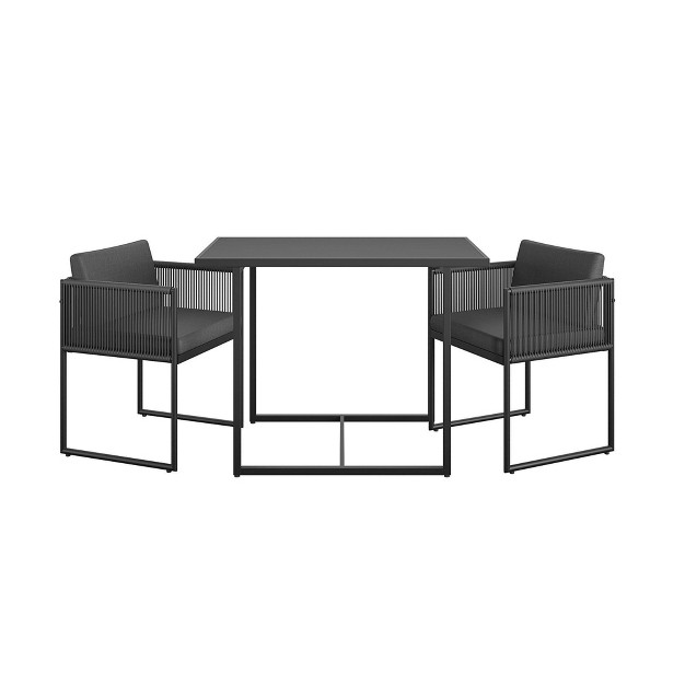 Cosco 3pc Outdoor Steel Modern Nesting Bistro Set With Resin Weave amp Fabric Cushions Dark Gray