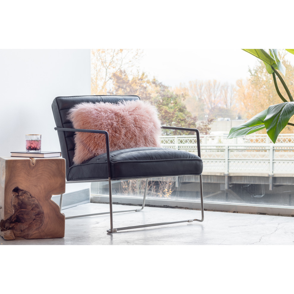 Desmond Club Chair Onyx Black Leather   Industrial   Armchairs And Accent Chairs   by Moe  x27s Home Collection  Houzz