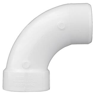 Charlotte Pipe 3 in. PVC DWV 90-degree Long Sweep Hub x SPG 14 Bend Street Elbow Fitting PVC 00309  1000HD