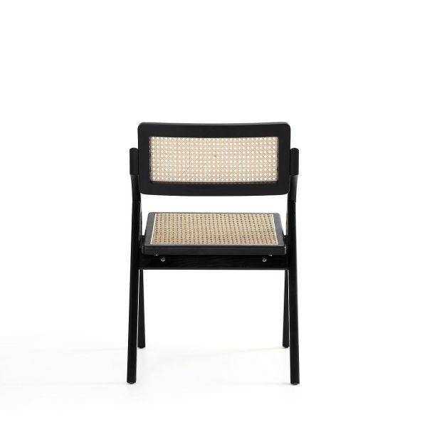 Lambinet Folding Dining Chair in Black and Natural Cane - Set of 2