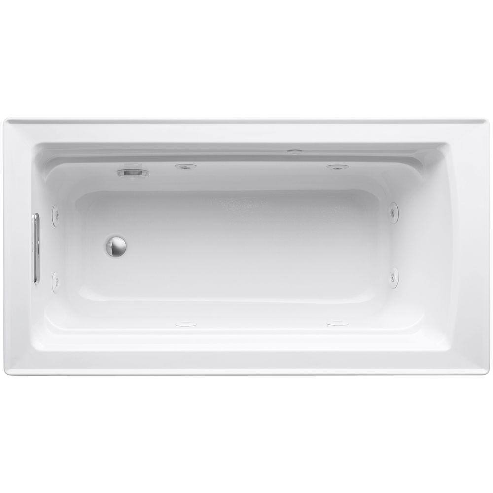 KOHLER Archer 5 ft. Acrylic Rectangular Drop-in Whirlpool Bathtub in White K-1122-0